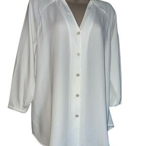 Cabi 3/4 Sleeves Sheer buttons down Elegant White Women's beautiful Top